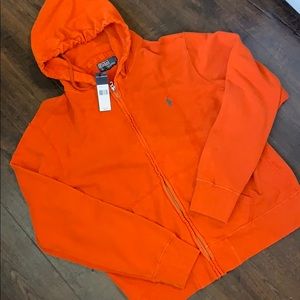 Orange Polo by Ralph Lauren zip up hoodie jacket